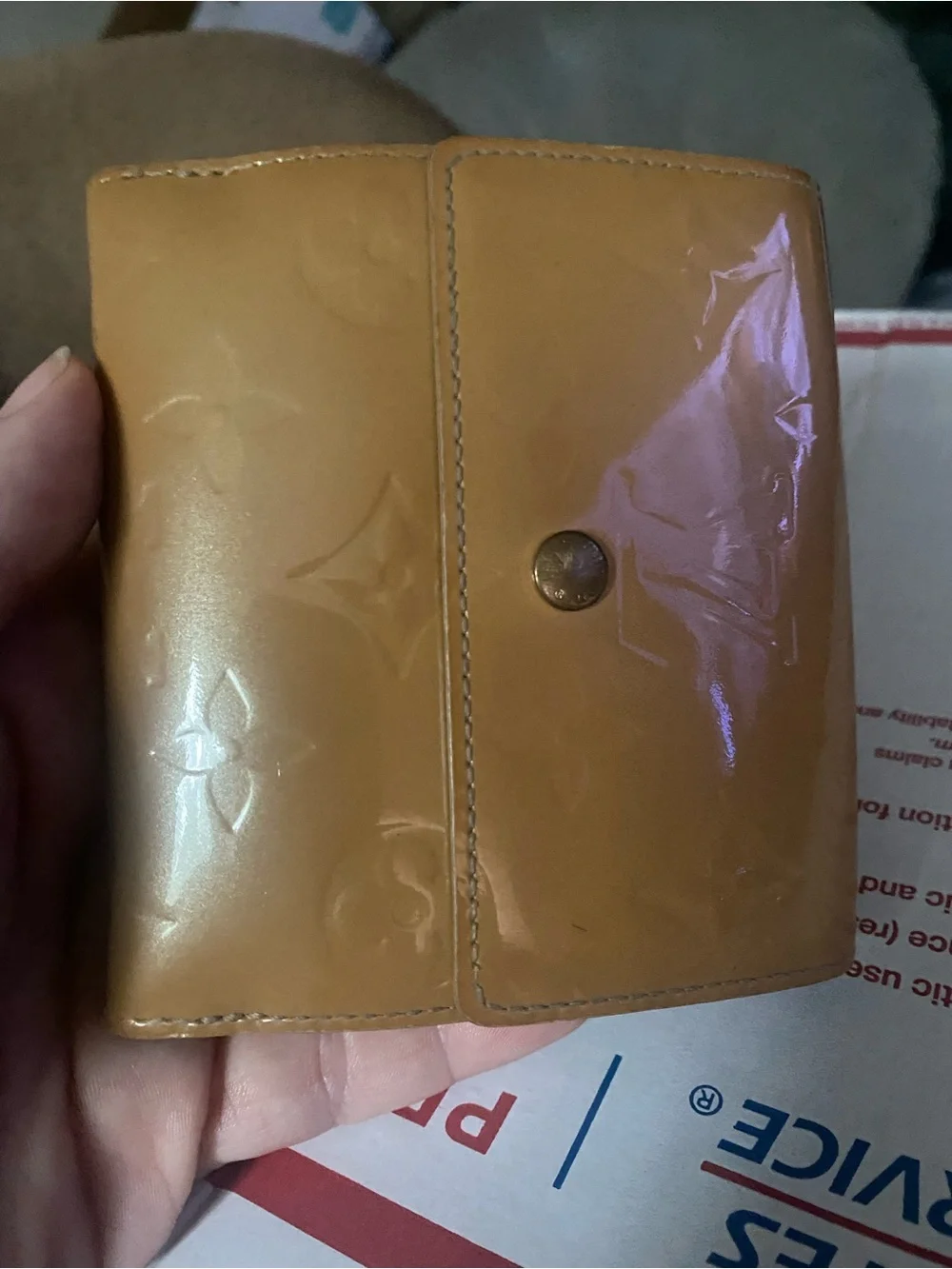 Louis Vuitton Patent Monogram Wallet in Mustard Brown comes w COA